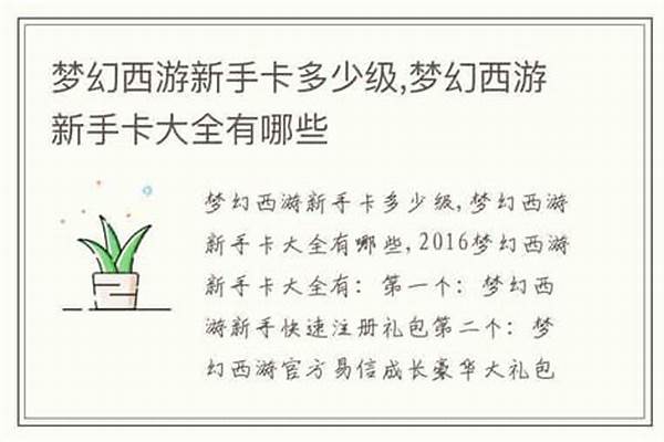梦幻西游新手卡多少级合适